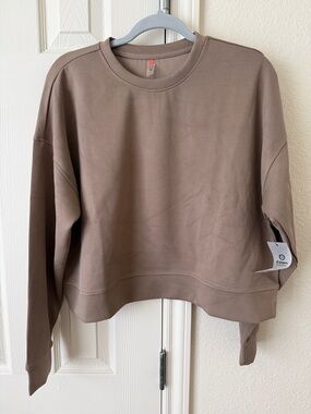 Mono B Taupe Cropped Crewneck Sweatshirt